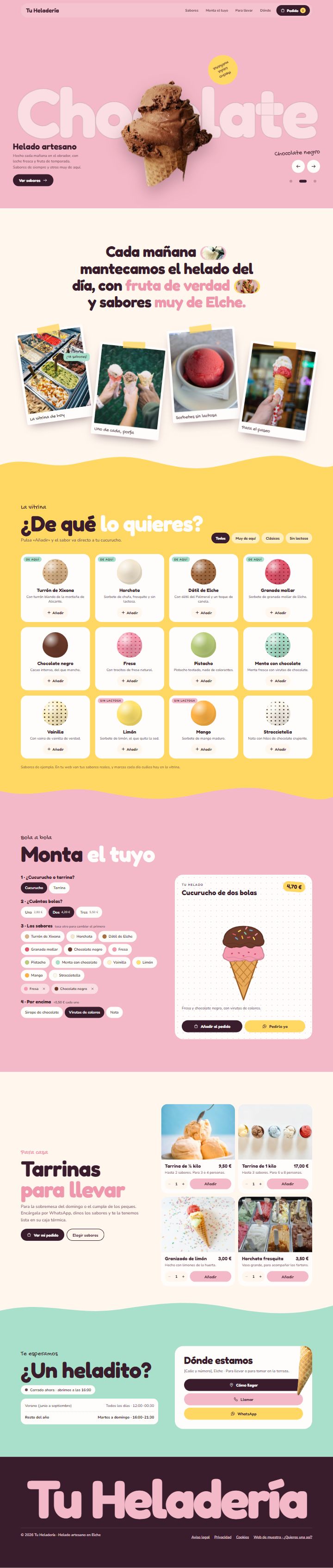 Web de muestra para una heladería