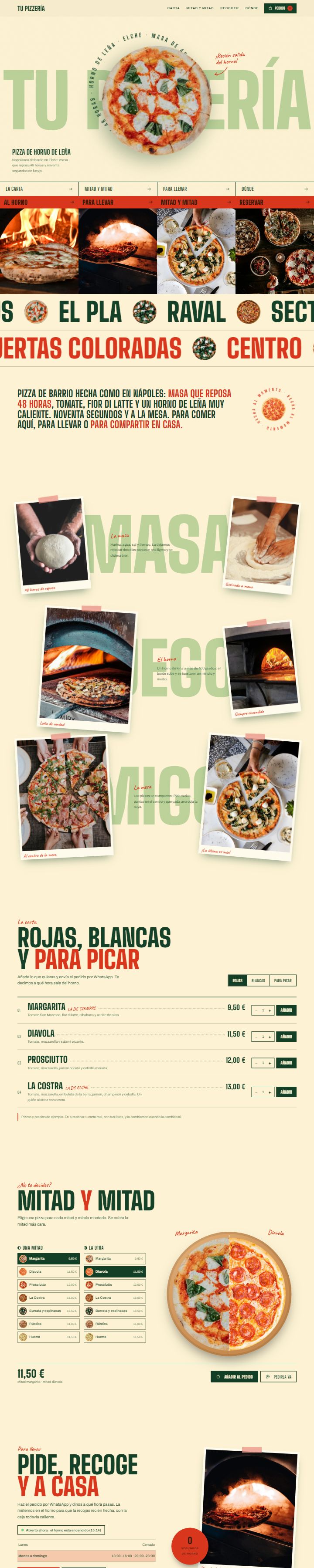 Web de muestra para una pizzería